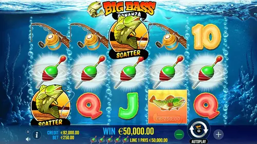Big Bass Bonanza slot demo version screen with free spins feature