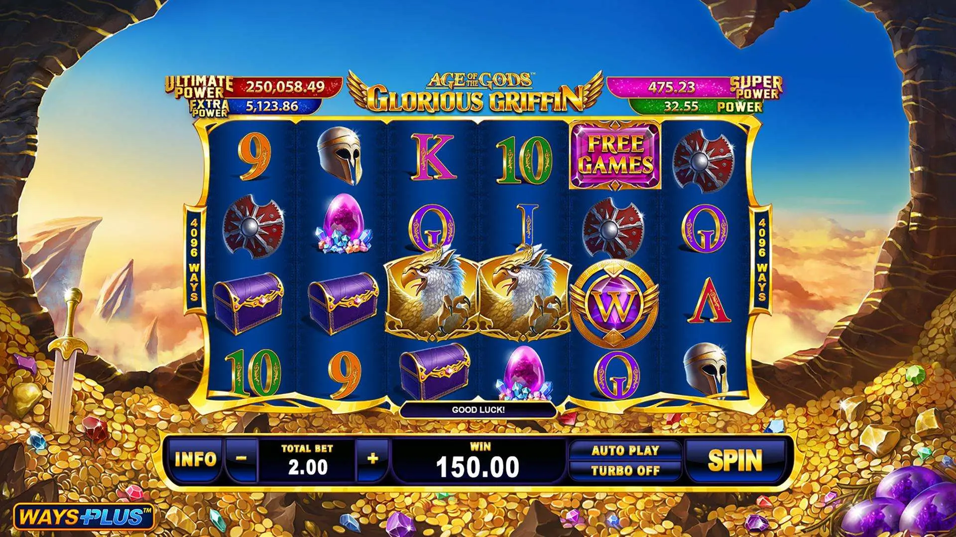 Age of the Gods slot demo version gameplay screen