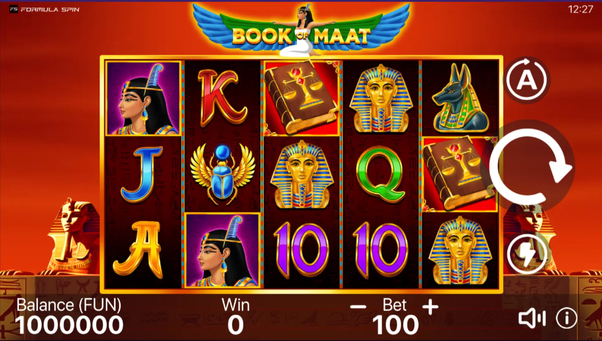 Book of Maat slot demo version free spins screen