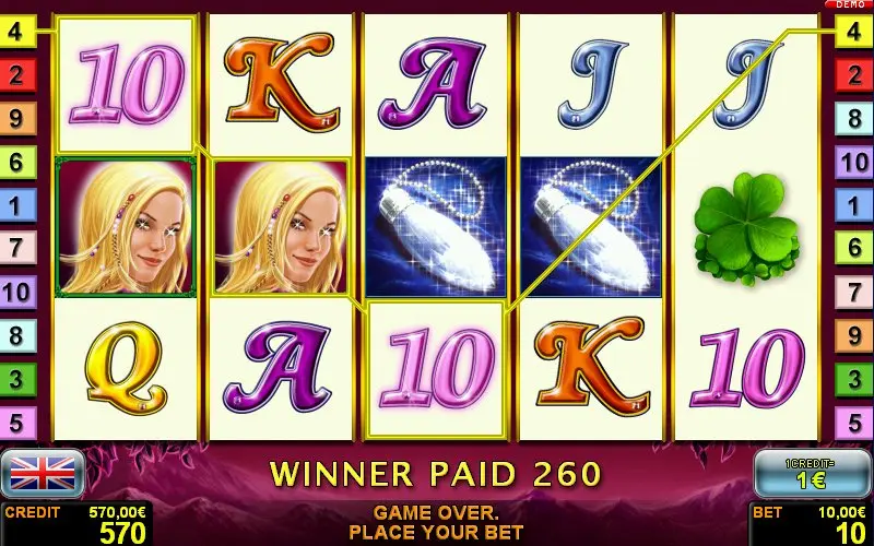 Lucky Lady's Charm deluxe slot demo version gameplay screen