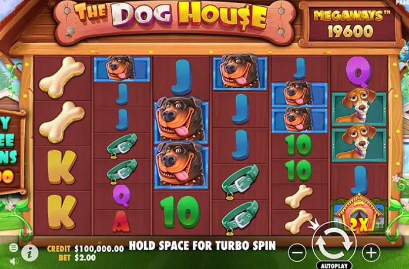 The Dog House Megaways slot demo version free spins screen