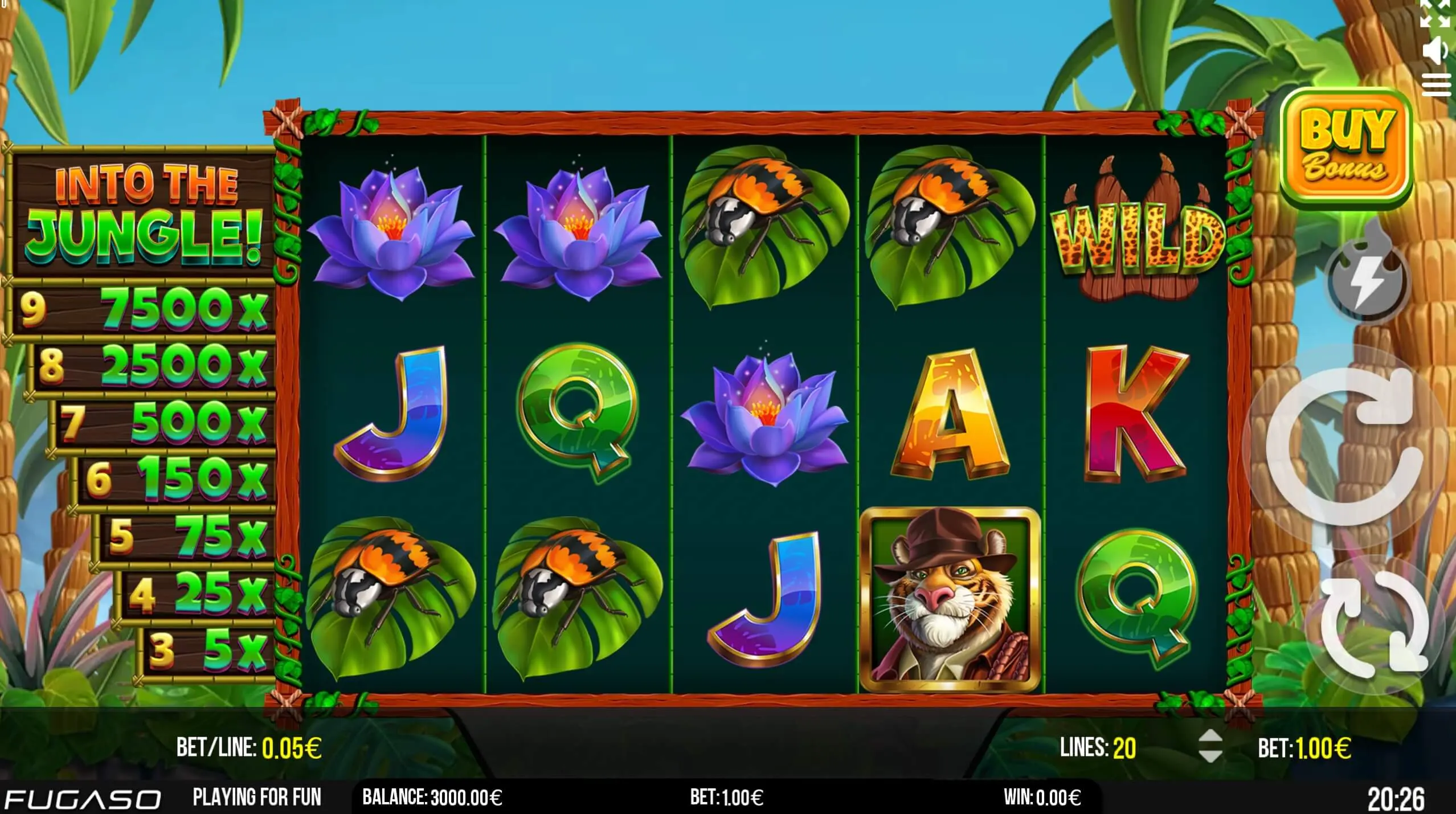 Into The Jungle slot demo mode gameplay preview screen