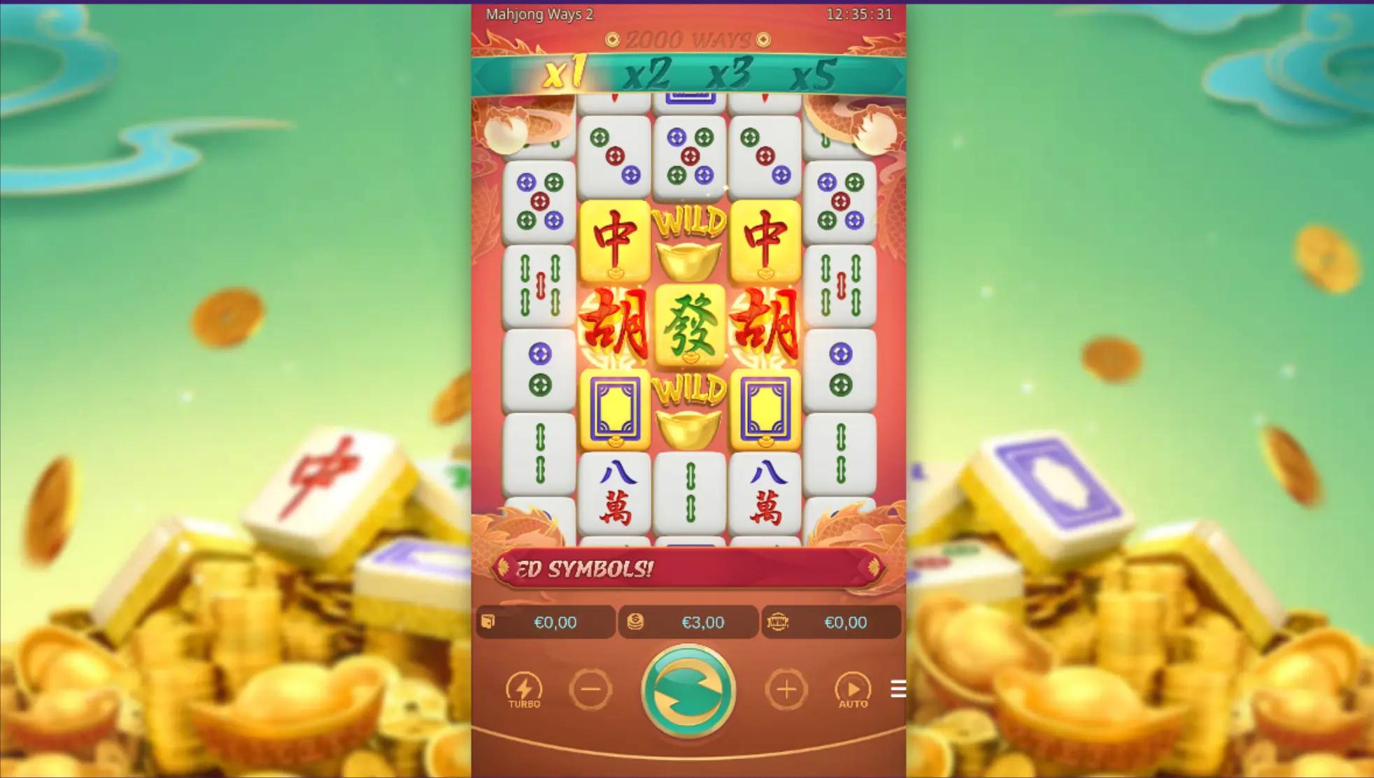 Mahjong Ways 2 slot demo mode screen with free spins feature