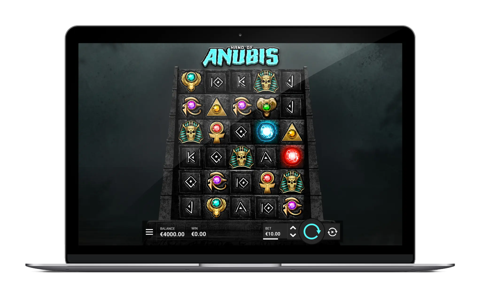 Hand of Anubis slot demo version screen with free spins active
