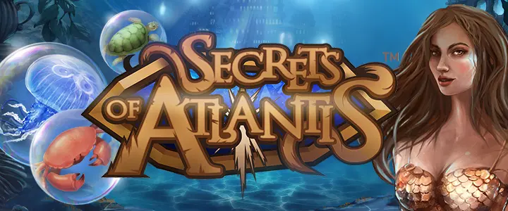 Secrets of Atlantis slot underwater reels and multiplier feature screen