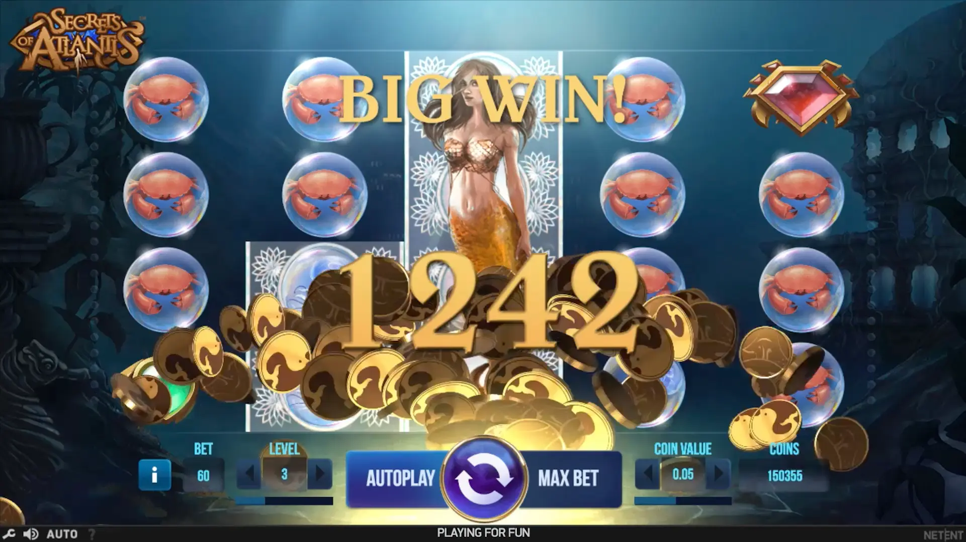 Secrets of Atlantis slot demo version free spins screen preview