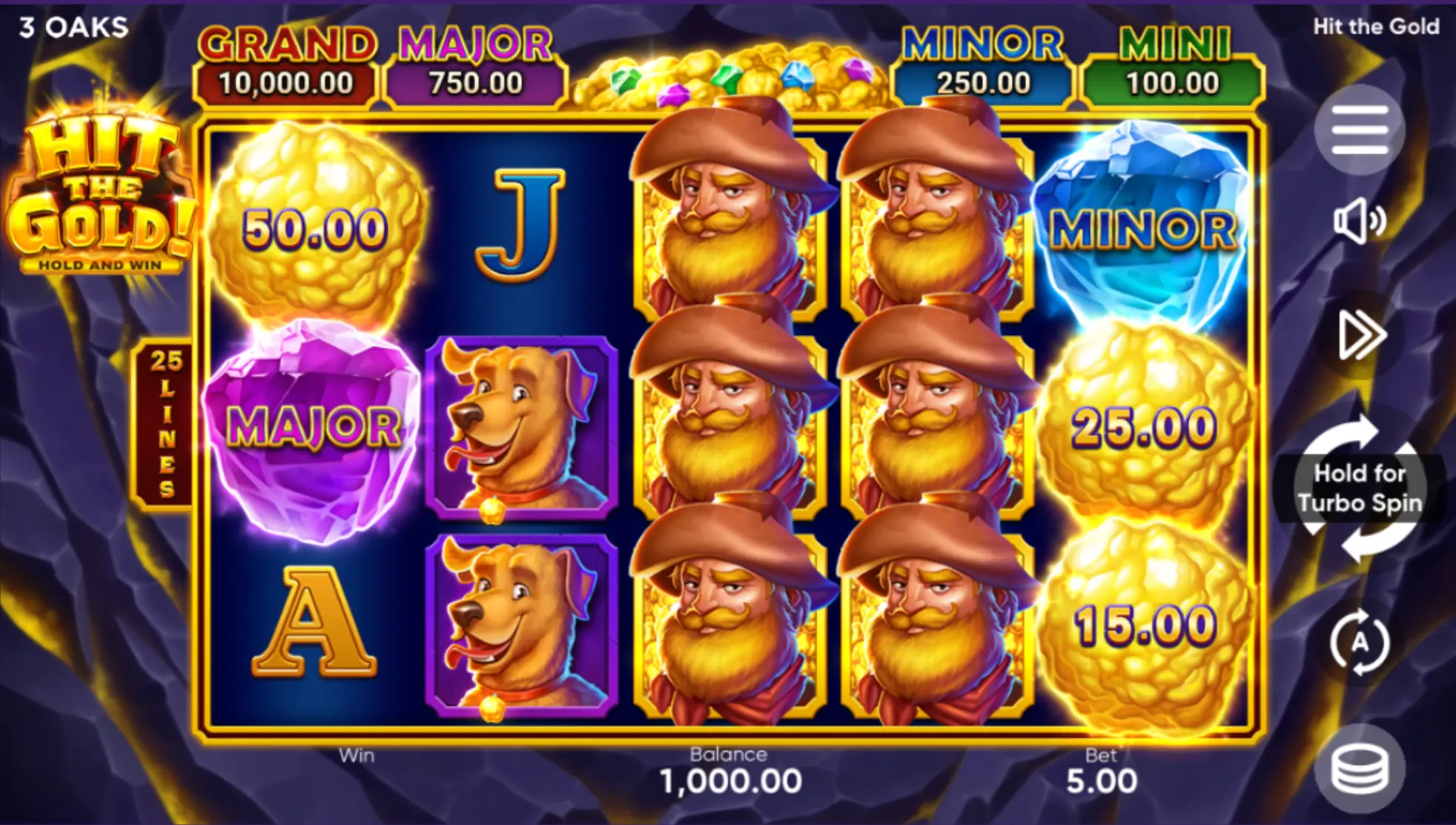 Hit the Gold slot demo mode screen showing bonus gameplay