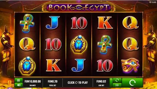 Book of Egypt slot demo version interface on desktop screen