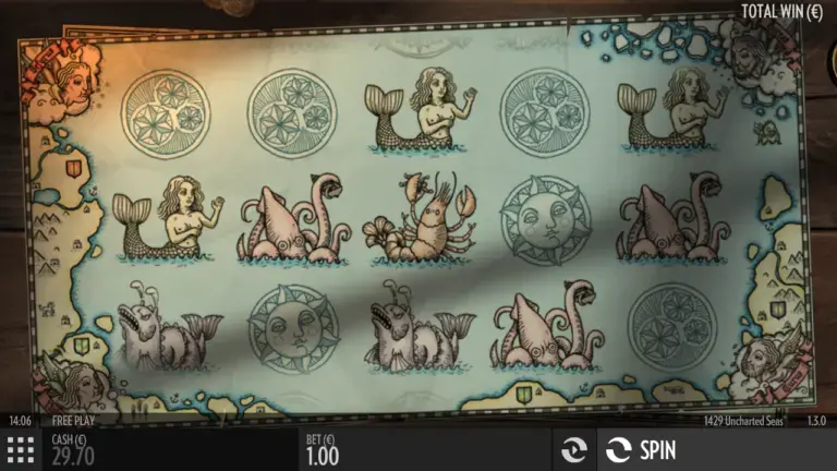 1429 Uncharted Seas slot demo mode gameplay screen example