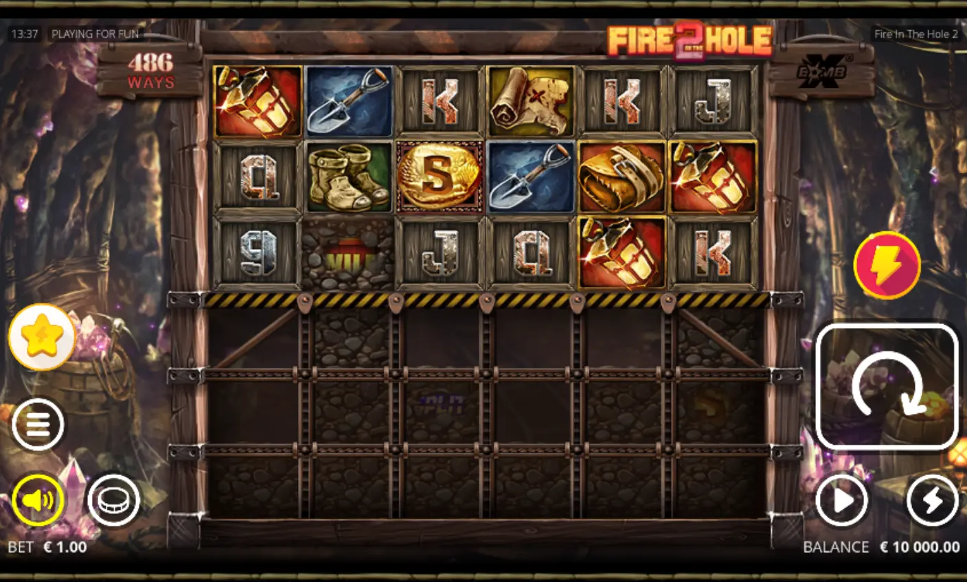 Fire In The Hole 2 slot demo mode preview screen gameplay