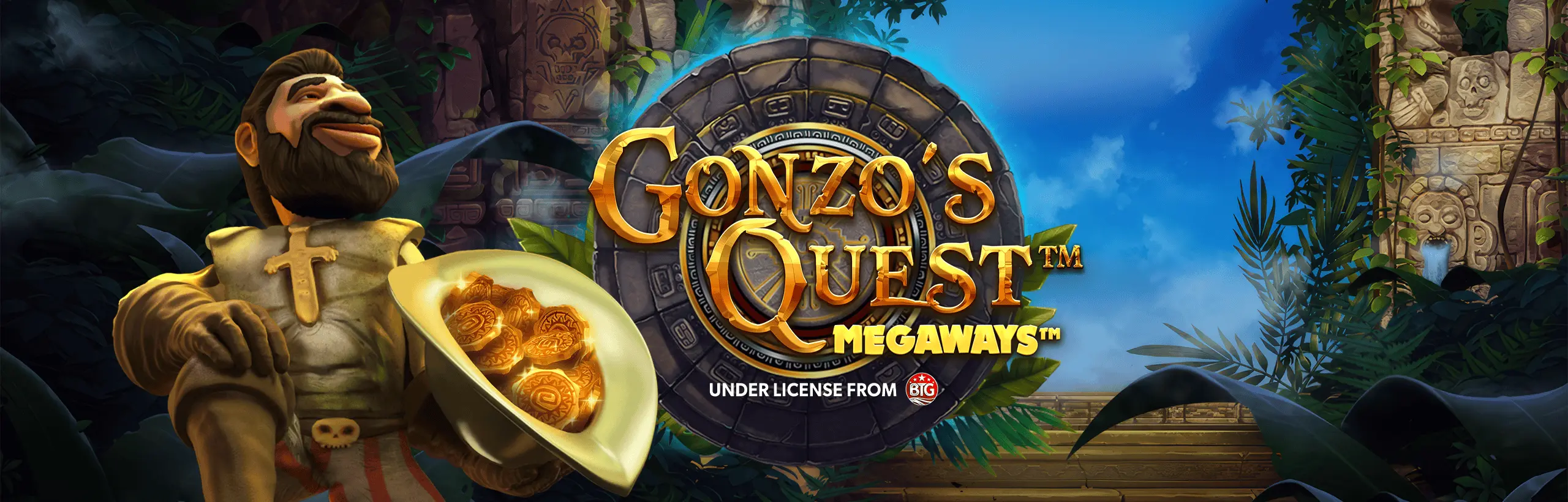 Gonzo's Quest Megaways slot gameplay with cascading reels and jungle theme graphics