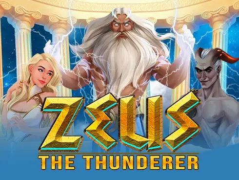 Zeus the Thunderer slot gameplay screen with thunder effects and reels