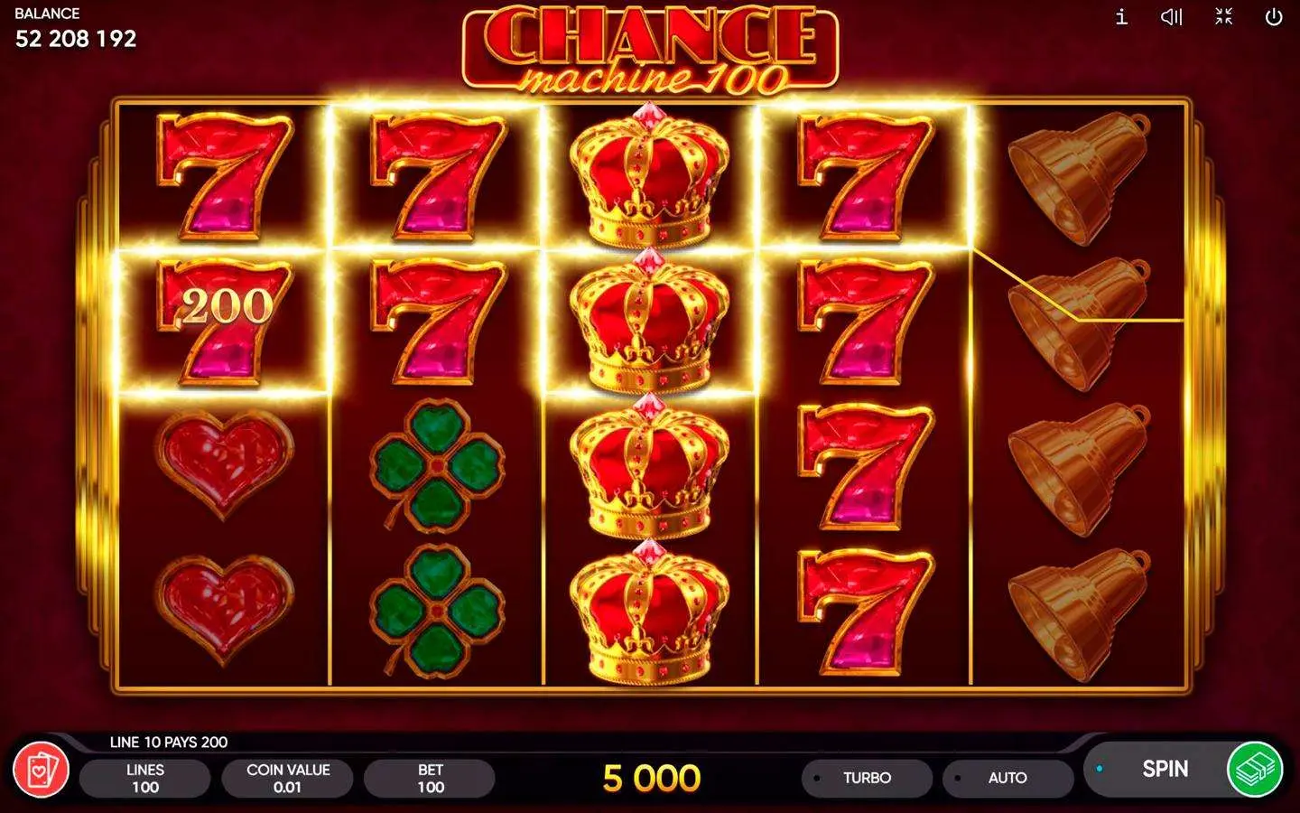 Chance Machine 100 demo version free play screen preview