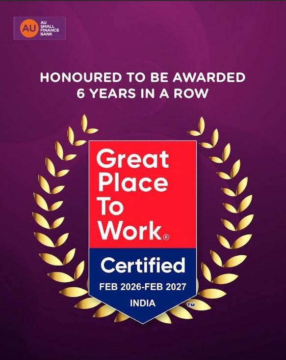 AU Small Finance Bank Earns ‘Great Place to Work®’ Certification for the Sixth Consecutive Year