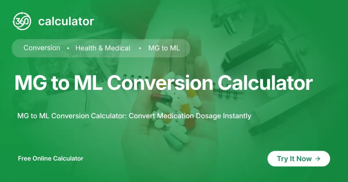 MG to ML Conversion Calculator MG to ML Conversion Calculator for Medication Dosage Conversion