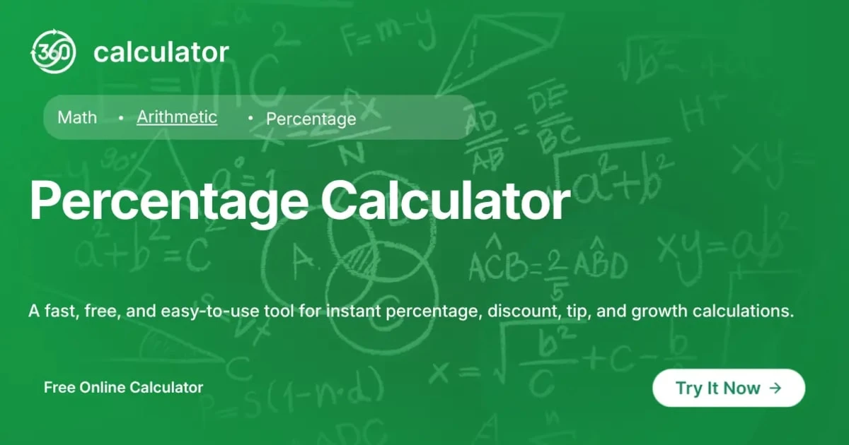 Percentage Calculator – Free Online Percentage Tool Percentage Calculator for calculating percentages, discounts, tips, increases, and decreases online.