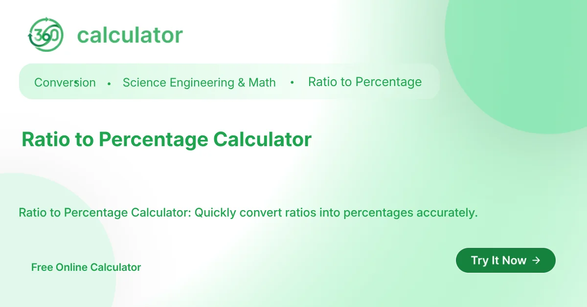 Ratio to Percentage Calculator for quickly converting ratios into percentages.