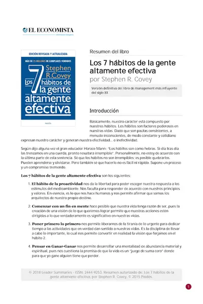 Portada del libro: Los 7 Habitos De La Gente Altamente Efectiva