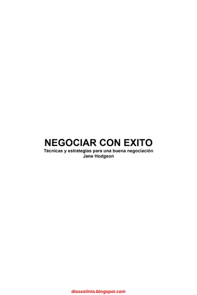Portada del libro: Negociar Con Exito Jane Hodgson