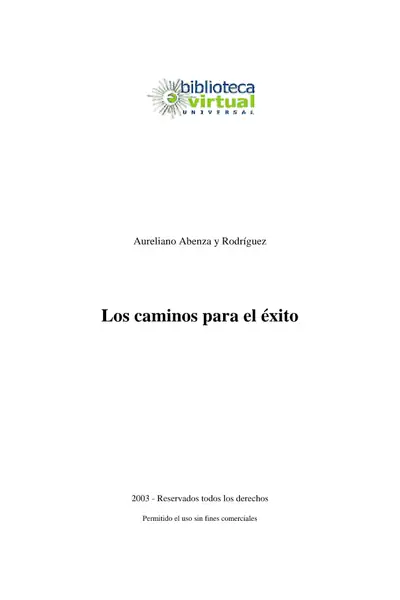 Portada del libro: Los Caminos Para El Exito Aureliano Abenza