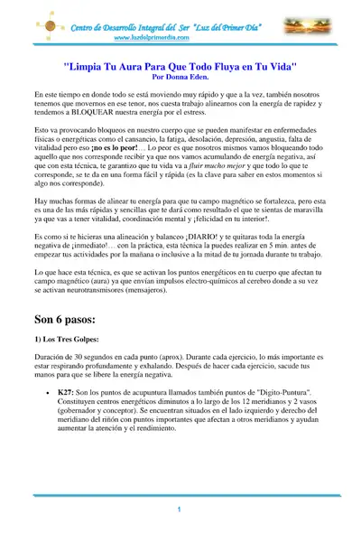 Portada del libro: Limpia Tu Aura Para Que Todo Fluya En Tu Vida Donna Eden
