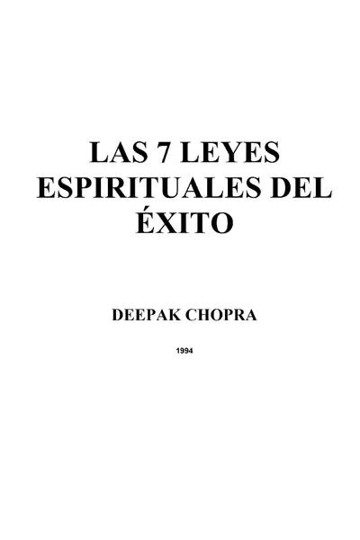 Portada del libro: Las Siete Leyes Espirituales Del Exito