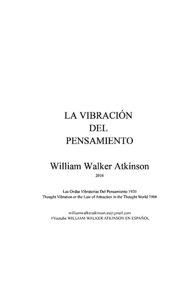 Portada del libro: La Vibracion Del Pensamiento William Walker Atkinson