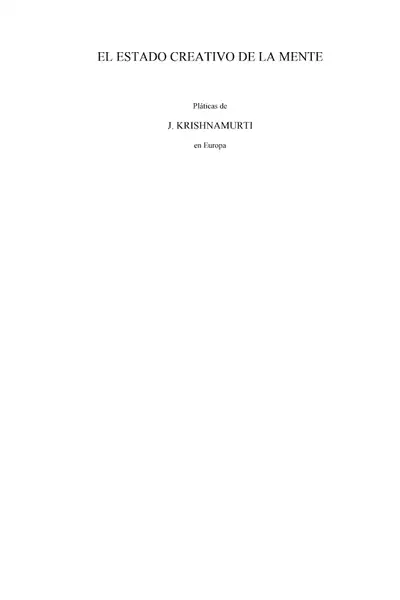 Portada del libro: Krishnamurti Estado Creativo De La Mente