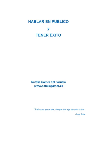 Portada del libro: Habla En Publico Y Tener Exito Natalia Gomez