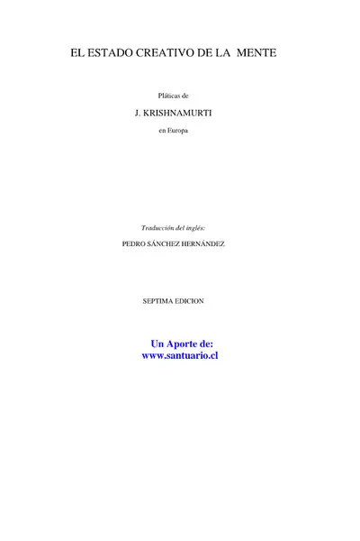Portada del libro: El Estado Creativo De La Mente