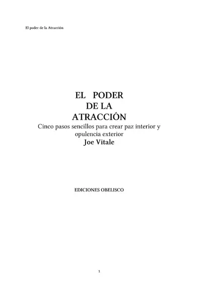 Portada del libro: El Poder De La Atraccion