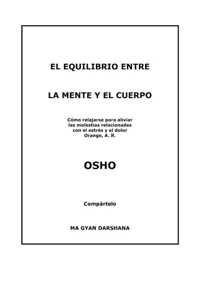 Portada del libro: El Equilibrio Entre La Mente Y Osho
