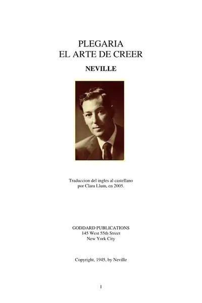 Portada del libro: El Arte De Creer Neville