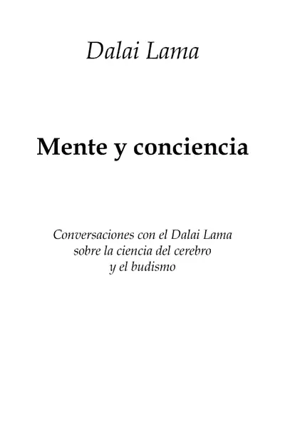 Portada del libro: Dalai Lama Mente Y Conciencia
