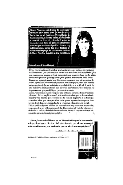 Portada del libro: Como Funciona La Mente Steve Pinker