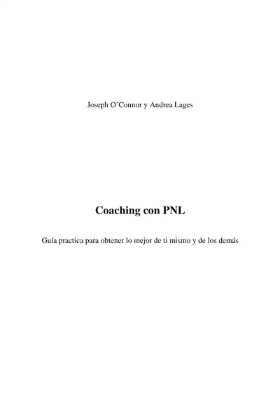 Portada del libro: Coaching Con Pnl Joseph Oconnor