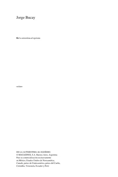 Portada del libro: Bucay, Jorge De La Autoestima Al EgoíSmo