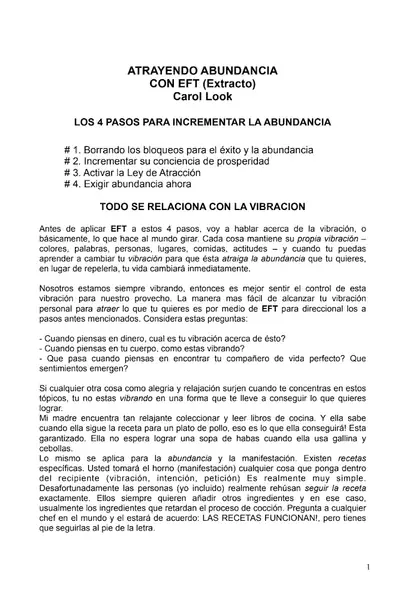 Portada del libro: Atrayendo Abundancia Con Eft Carol Look