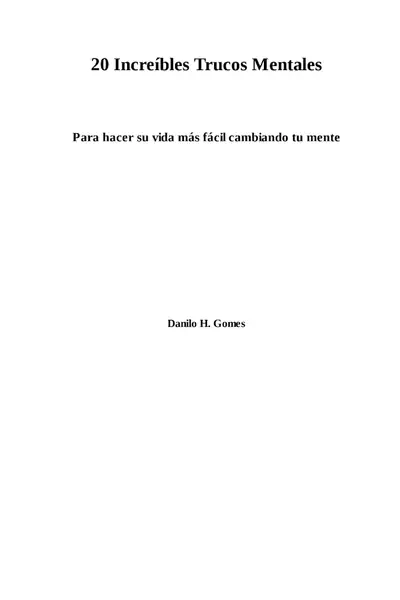 Portada del libro: 20 Increibles Trucos Mentales Danilo H Gomes