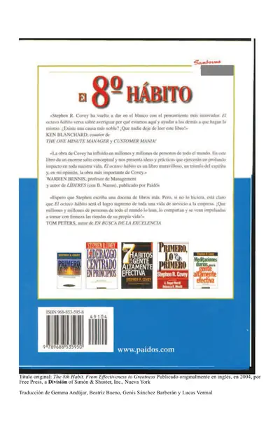 Portada del libro: El 8vo Habito Stephen R Covey