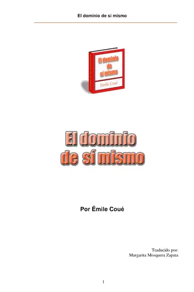 Portada del libro: El Dominio De Si Mismo Emile Coue