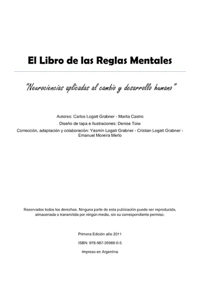 Portada del libro: El Libro De Las Reglas Mentales Carlos Logatt Grabner