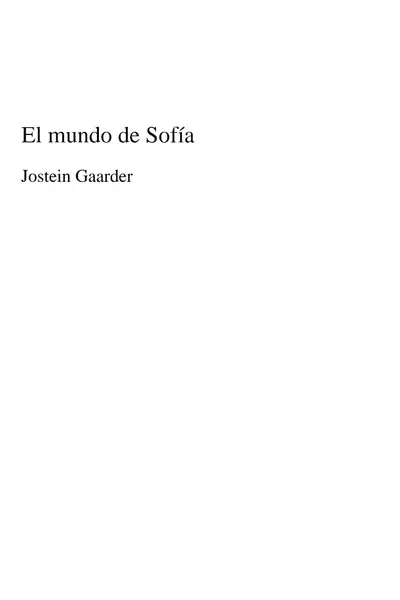 Portada del libro: El Mundo De Sofia Jostein Gaarder