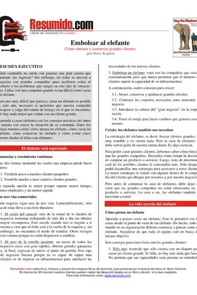 Portada del libro: Embolsar Al Elefante Resumen