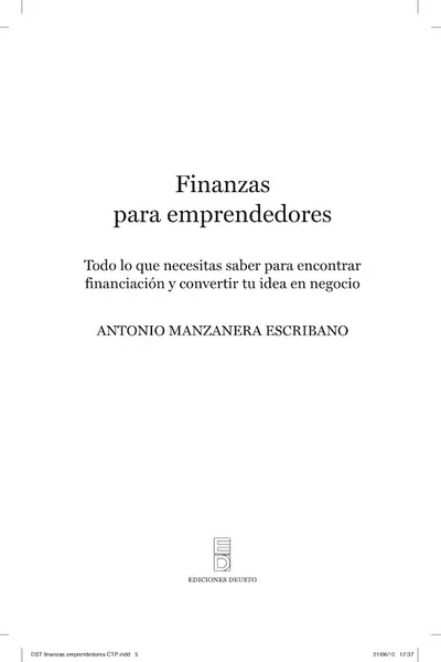 Portada del libro: Finanzas Para Emprendedores Antonio Manzanera Escribano