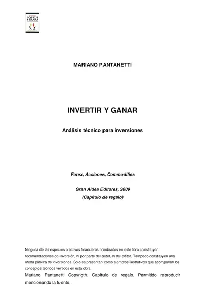 Portada del libro: Invertir Y Ganar Mariano Pantanetti
