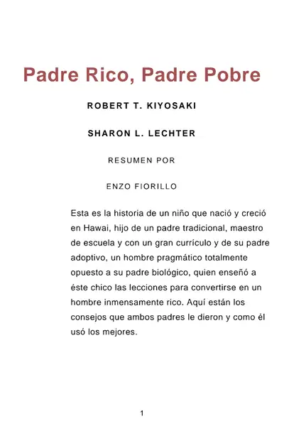 Portada del libro: Padre Rico Padre Pobre Robert Kiyosaki