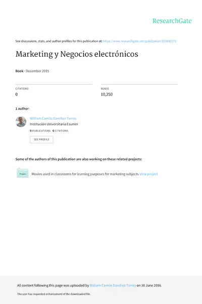 Portada del libro: Marketing Y Negocios Electronicos William Camilo Sanchez