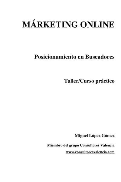 Portada del libro: Marketing Online Miguel Lopez Gomez