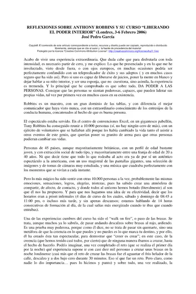 Portada del libro: Reflexiones Sobre Anthony Robbins